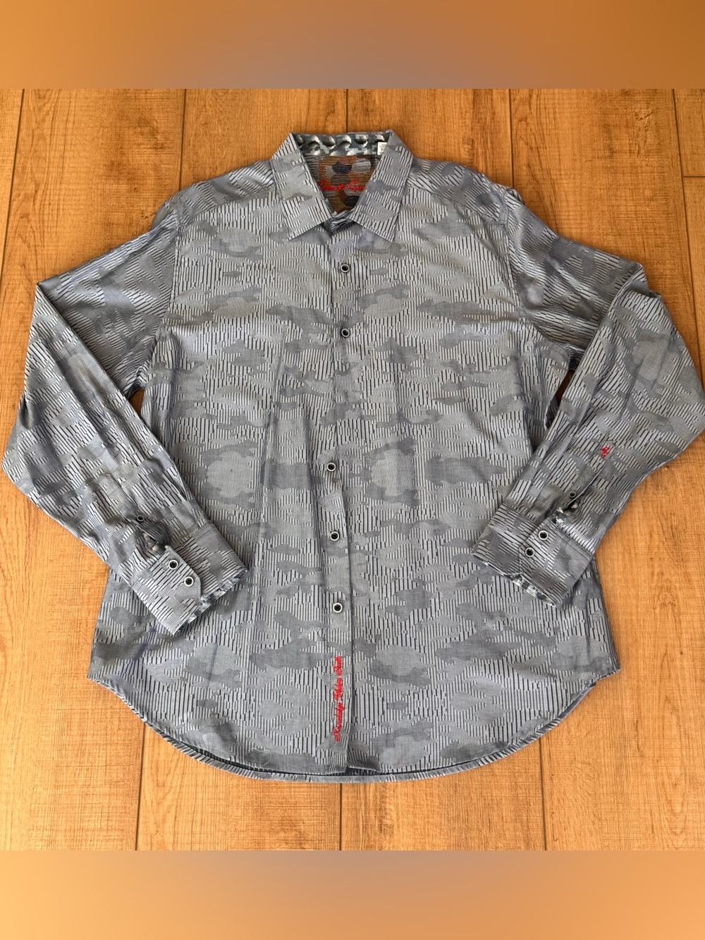 Robert Graham Abbey Oak Gray Camo Shirt XL